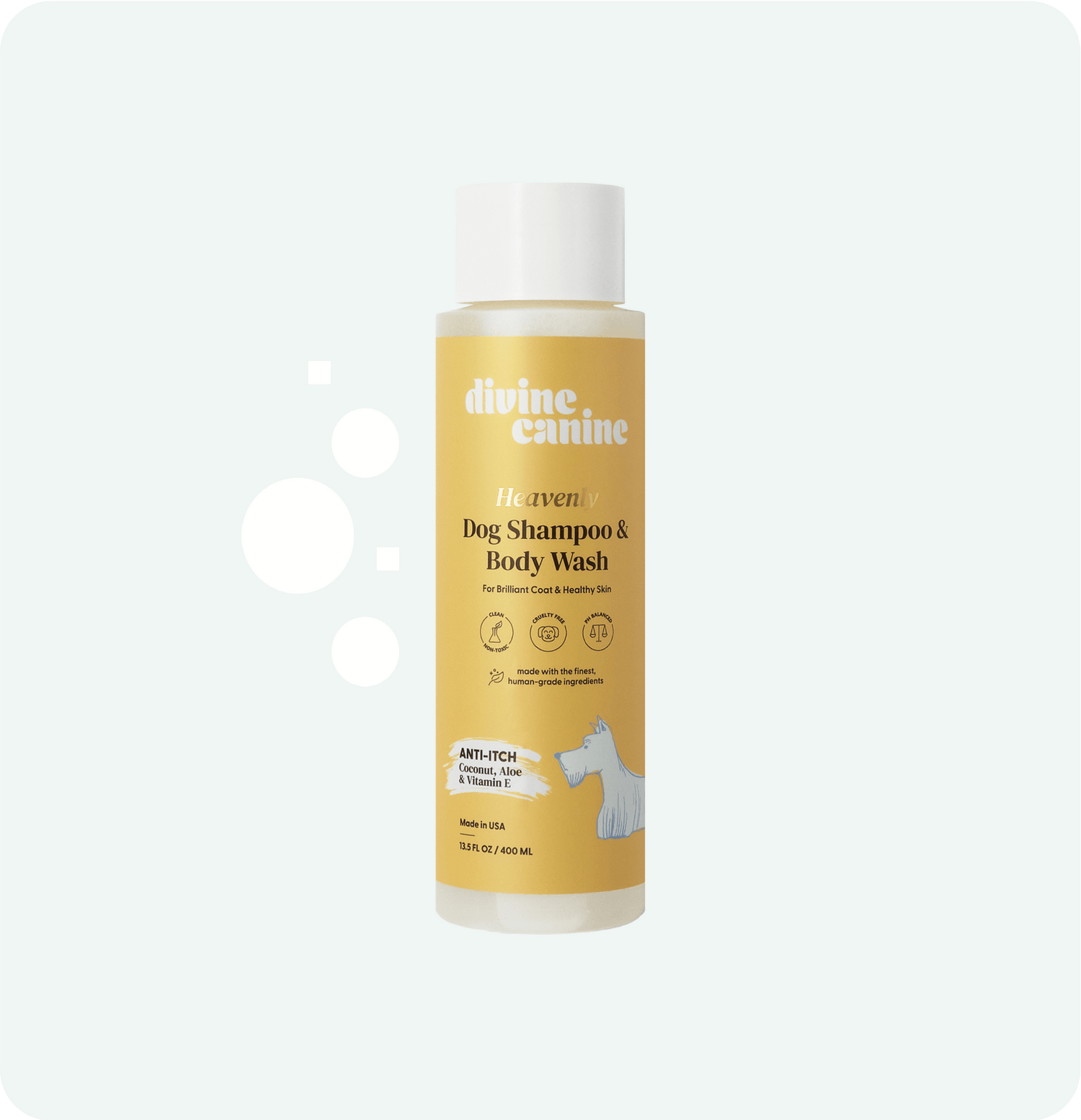 Heavenly Dog Shampoo Anti-Itch 13.5 fl oz bottle on white background