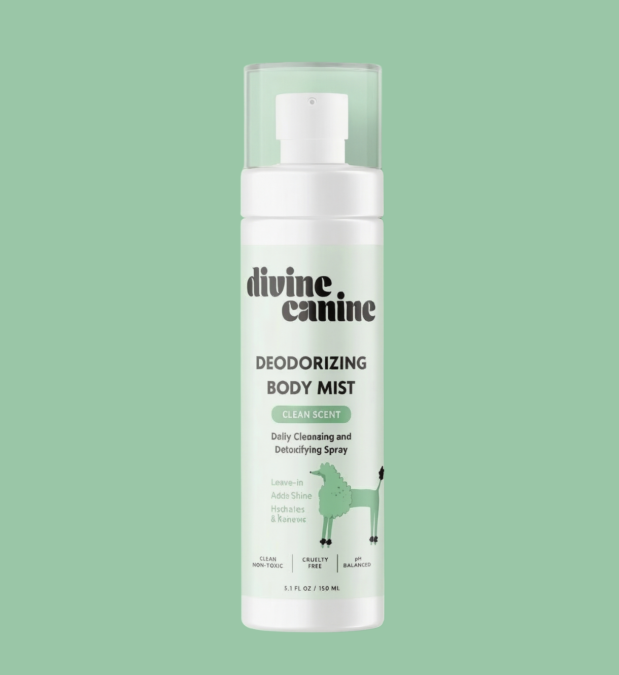 Deodorizing Body Mist Clean Scent 5.1 fl oz bottle on green background