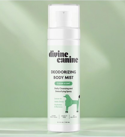 Deodorizing Body Mist 5.1 fl oz Clean Scent bottle on green background