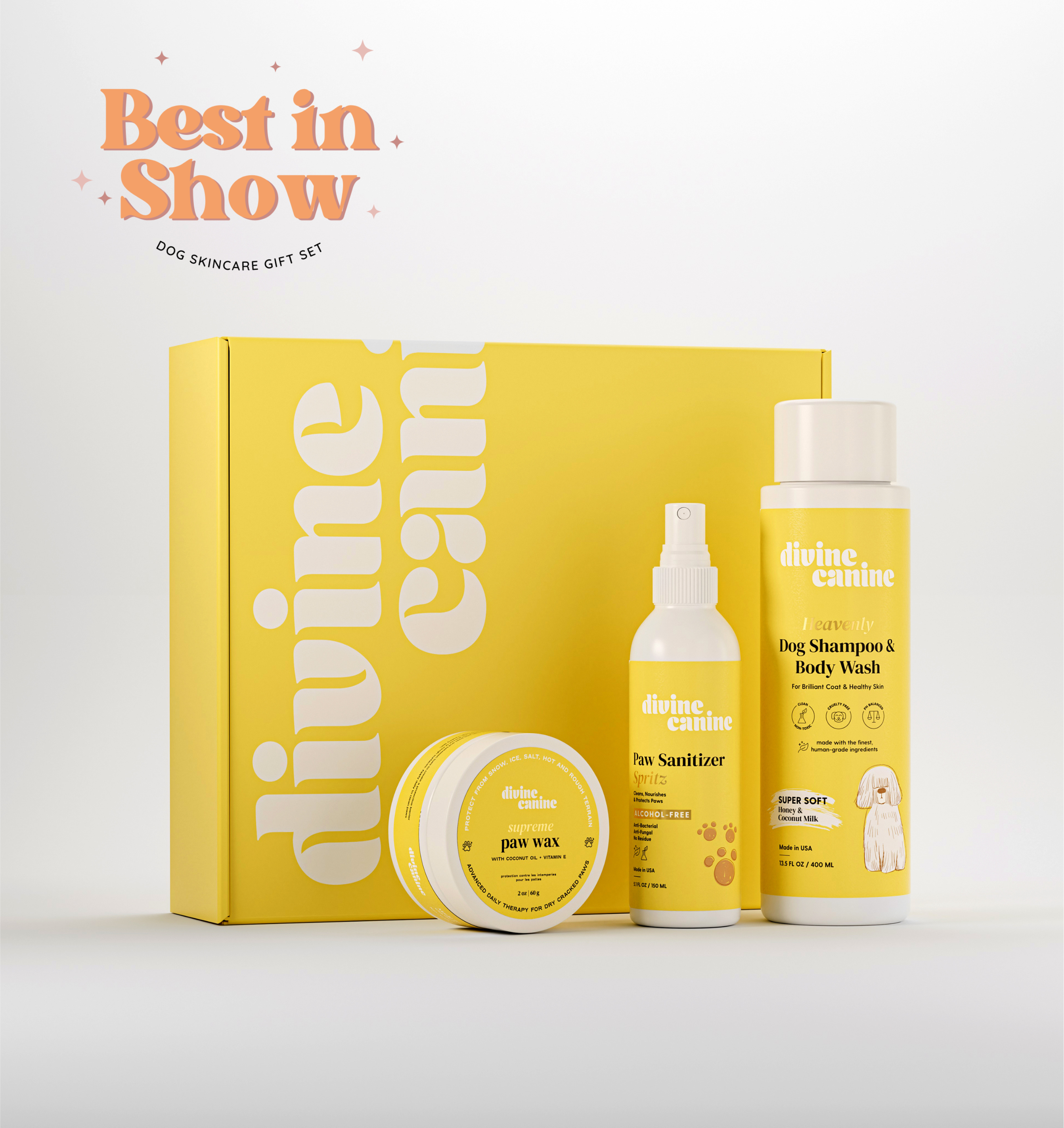 {"loading" => "eager", "class" => "motion-reduce", "sizes" => "(min-width: 1440px) 327px, (min-width: 990px) calc((100vw - 10rem) / 4), (min-width: 750px) calc((100vw - 10rem) / 3), calc(100vw - 3rem)", "widths" => "165, 360, 535, 750, 940, 1100", "alt" => "Gif set of Heavenly Dog Shampoo Body Wash Super Soft, Paw Sanitizer Spritz, Supreme Paw Wax", "is" => "lazy-image"}